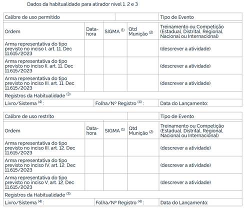 Tabela
<p>O conteúdo gerado por IA pode estar incorreto."></a></p><p>Qualquer outra classificação que não seja as informadas acima não vão aparecer nessa declaração.</p><p>Abaixo podem conferir como fica as armas do cliente e suas classificações:<br><a href=